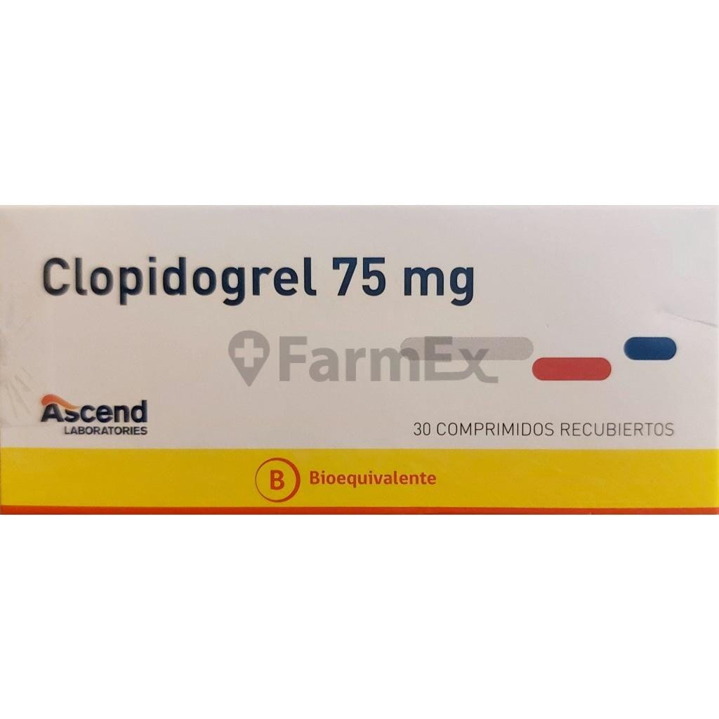 Clopidogrel 75 mg x 30 comprimidos Farmex-Fonasa-Persistente